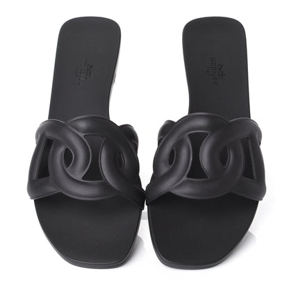 Hermes Rubber Aloha Sandals 39 Black 5 of 10