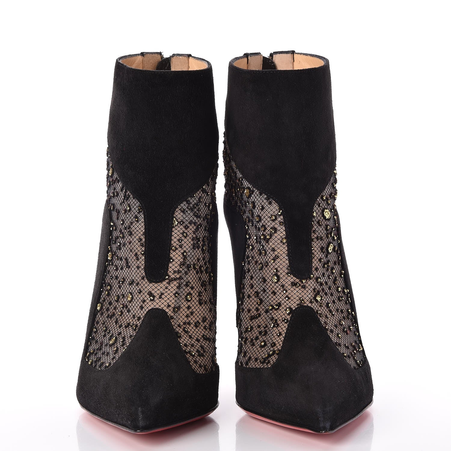 Christian Louboutin Suede Mesh Papilloboot 100 Ankle Boots 35.5 Black 2 of 6