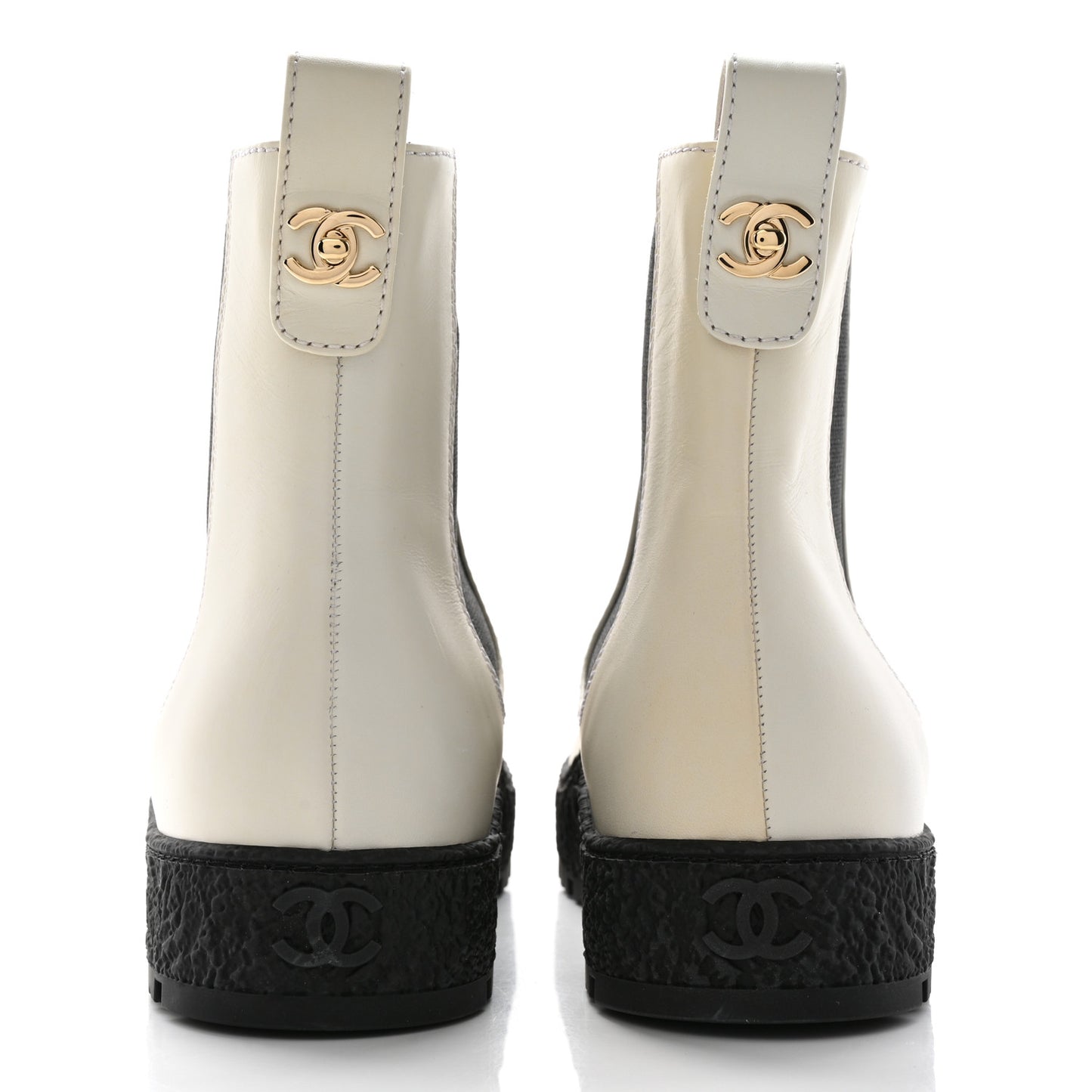 Calfskin Cap Toe CC Ankle Boots 41 White Black