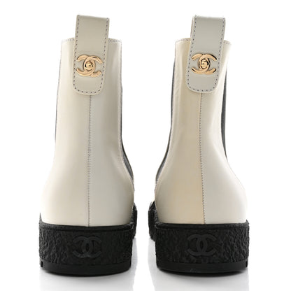 Chanel Calfskin Cap Toe CC Ankle Boots 41 White Black 5 of 12