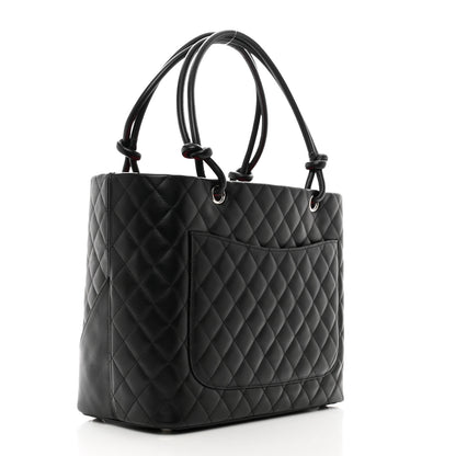 Chanel Calfskin Quilted Large Cambon Tote Black White 3 of 10