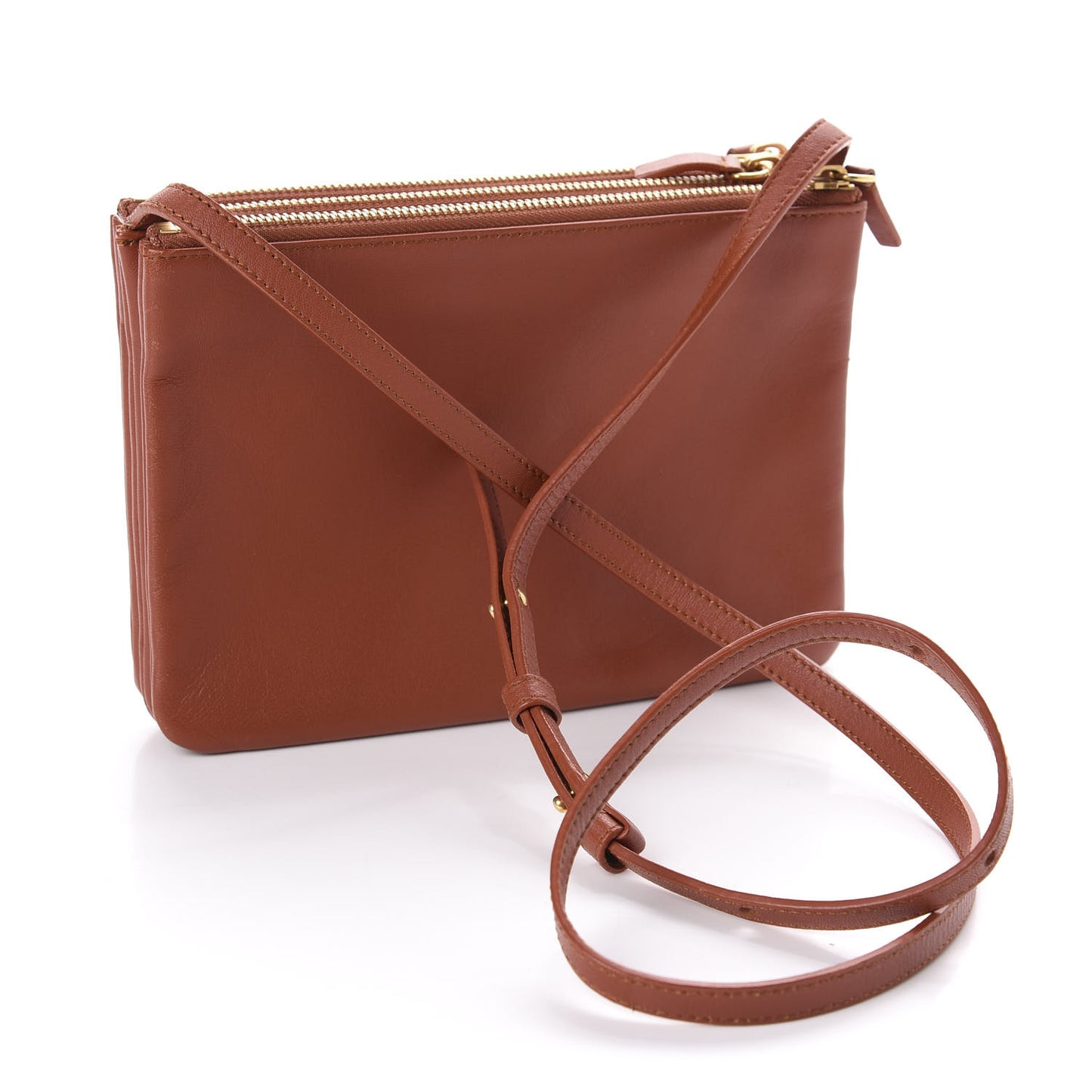 Lambskin Small Trio Crossbody Bag Tan