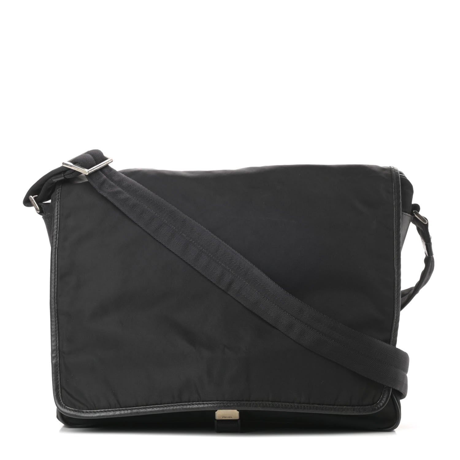 Prada Tessuto Nylon Saffiano Messenger Bag Black 1 of 13