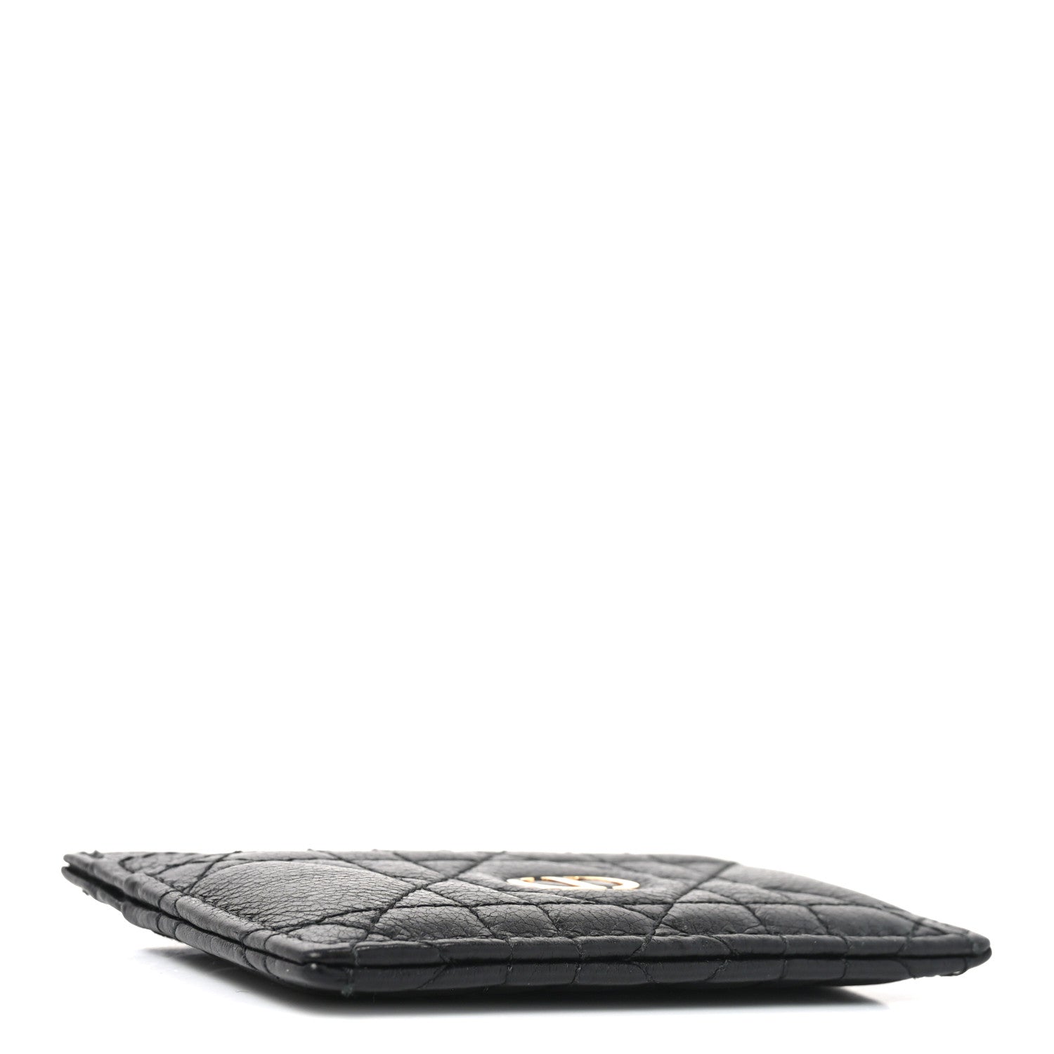 Christian Dior Supple Calfskin Cannage Caro Freesia Card Holder Black 4 of 7