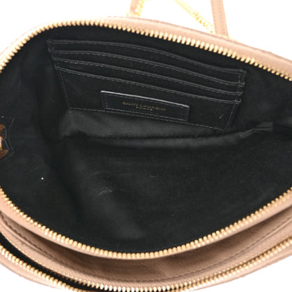 Saint Laurent Grained Lambskin Quilted Mini Becky Double Zip Bag Natural Tan 6 of 11