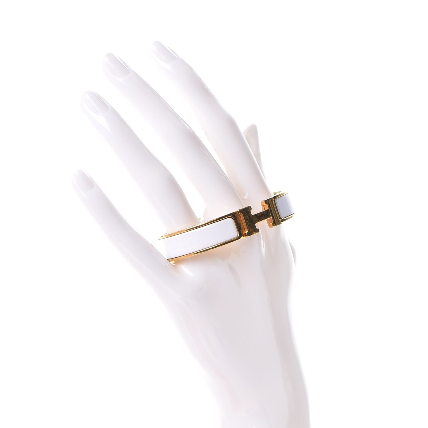 Enamel Narrow Clic Clac H Bracelet PM White