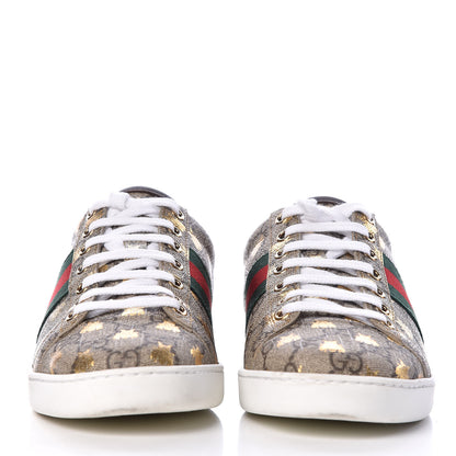 Gucci GG Supreme Monogram Bees Ayers Web Womens Ace Sneakers 38 Beige Oro Green Red 3 of 13