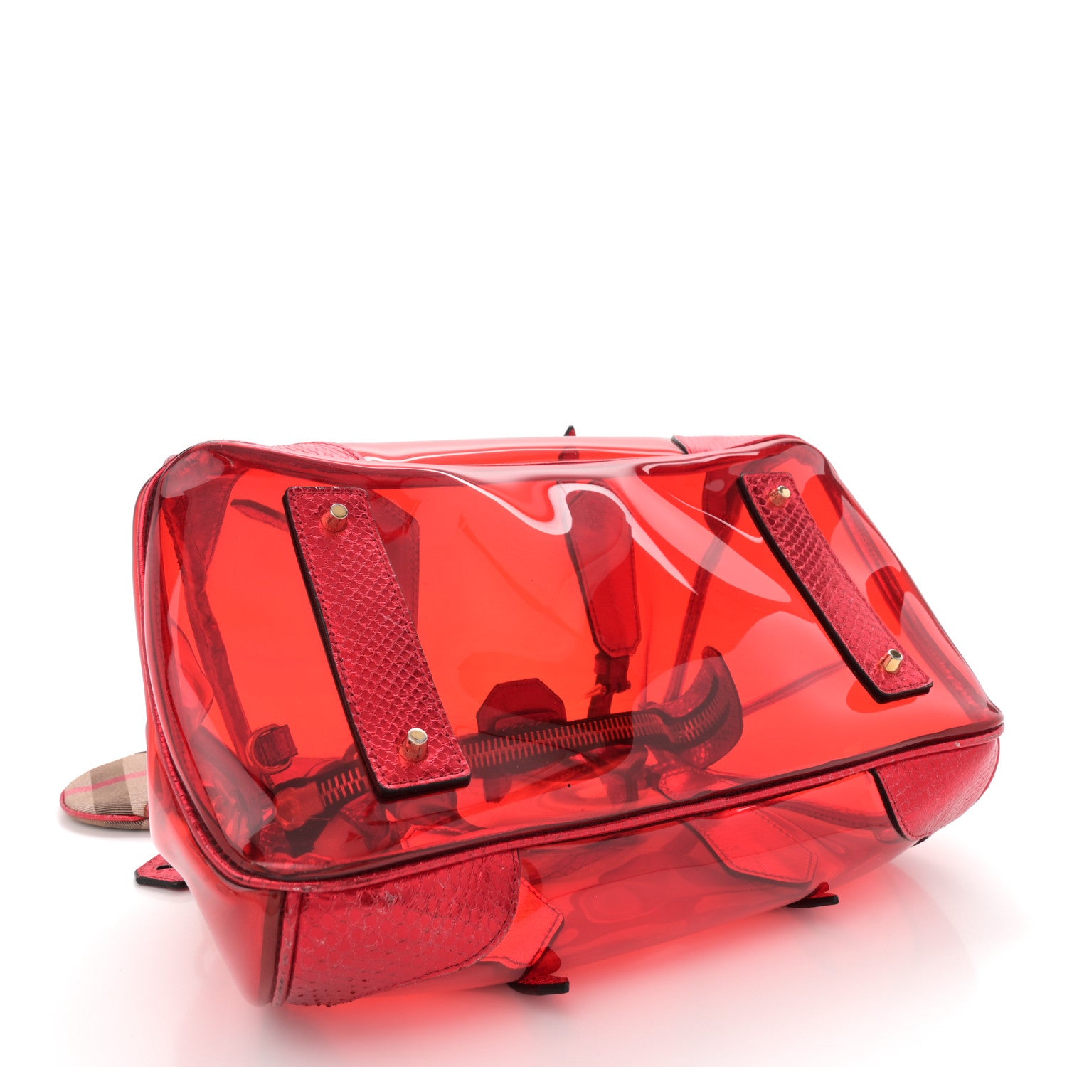 Burberry Vinyl Metallic Watersnake Blaze Satchel Red 4 of 13
