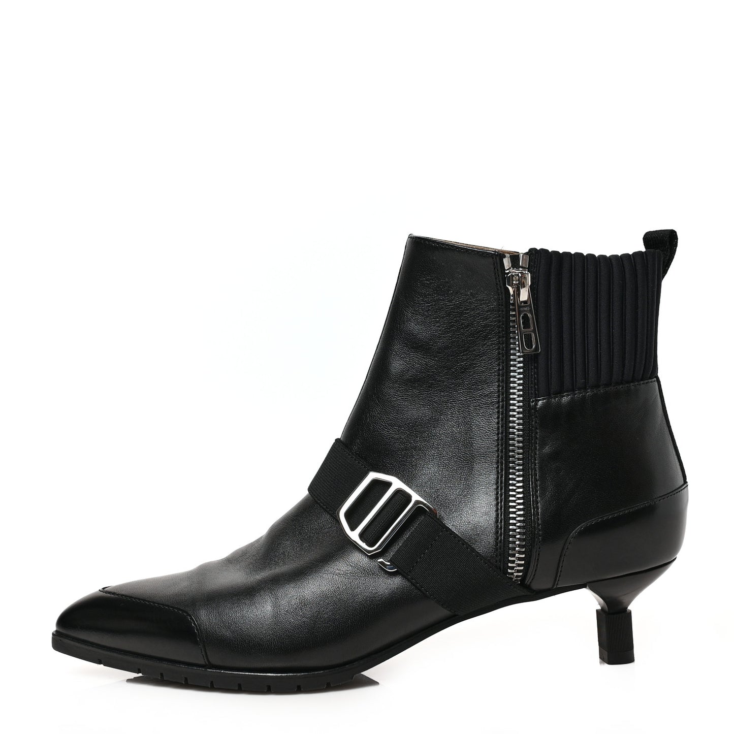 Tuscan Calfskin Technical Canvas Shocky Ankle Boots 37 Black