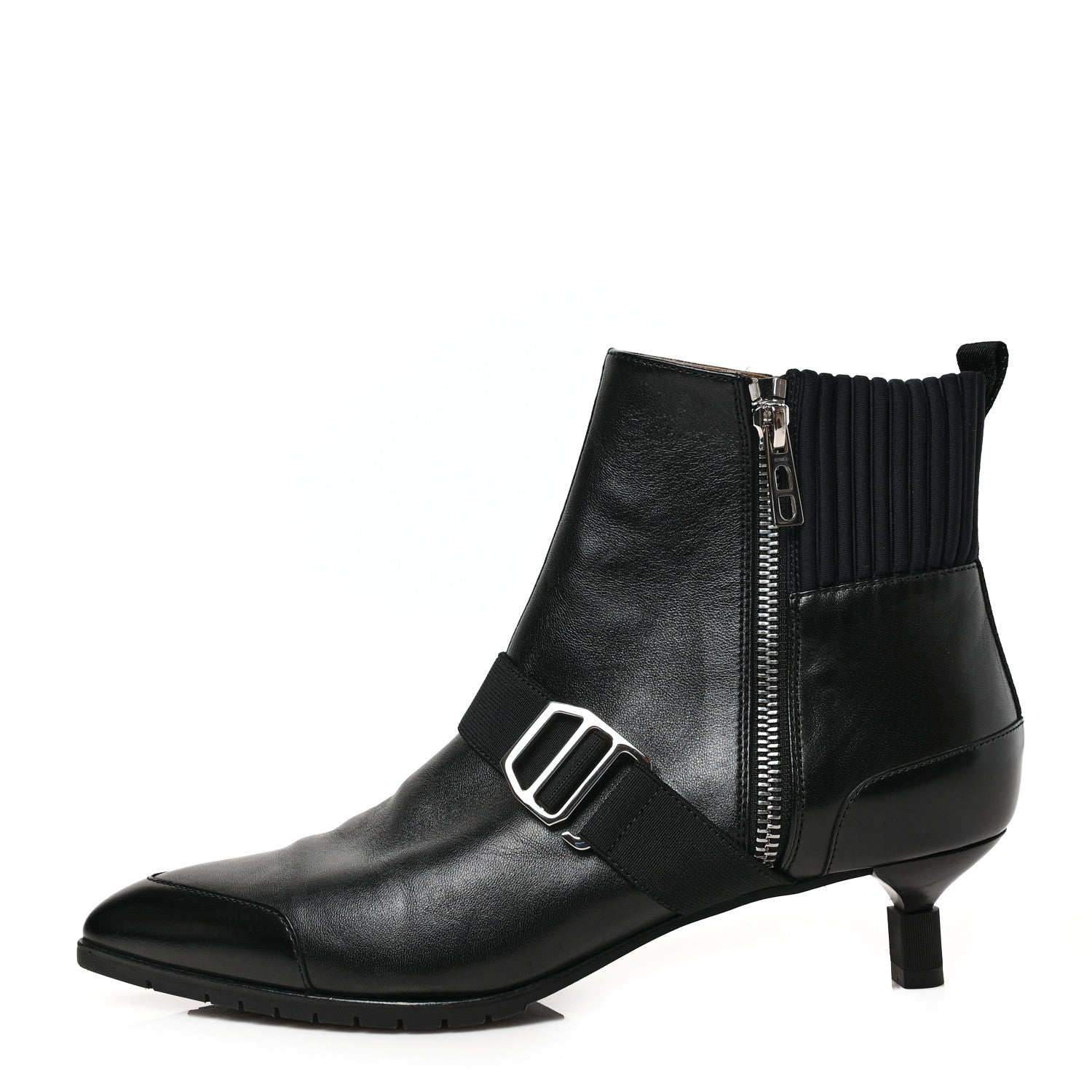 Hermes Tuscan Calfskin Technical Canvas Shocky Ankle Boots 37 Black 1 of 8