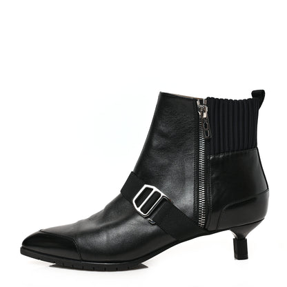 Hermes Tuscan Calfskin Technical Canvas Shocky Ankle Boots 37 Black 1 of 8