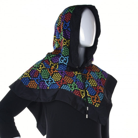 Gucci Silk Nylon Monogram Psychedelic Rain Hood Black 2 of 8