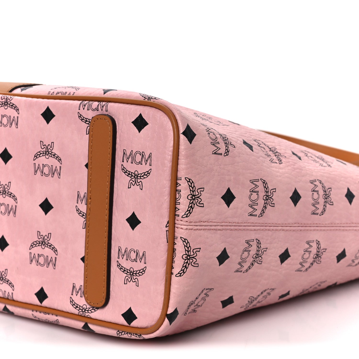 MCM Visetos Medium Anya Zip Top Shopper Tote Soft Pink 1807388