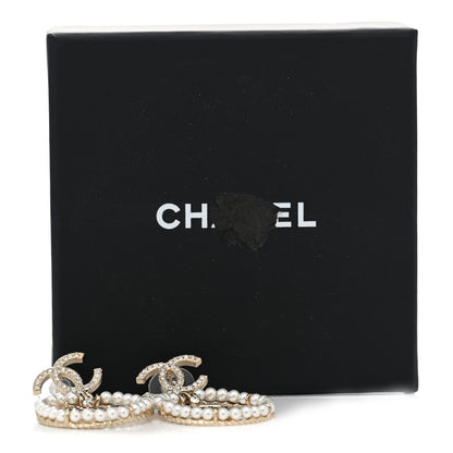 Chanel Crystal Pearl Chanel Charms CC Drop Earrings Gold 5 of 5