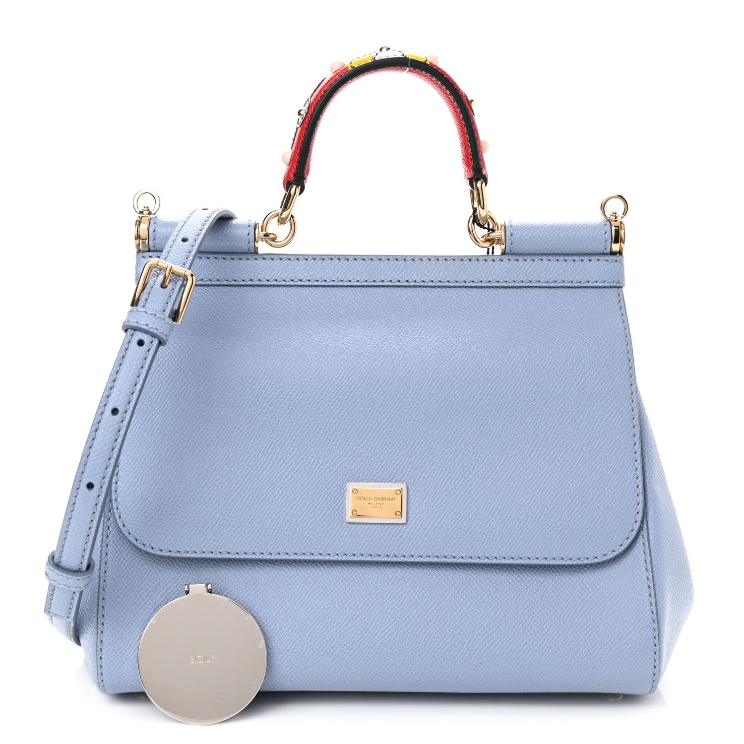 Dolce & Gabbana Dauphine Embroidered Small Miss Sicily Satchel Fiordaliso 1 of 8