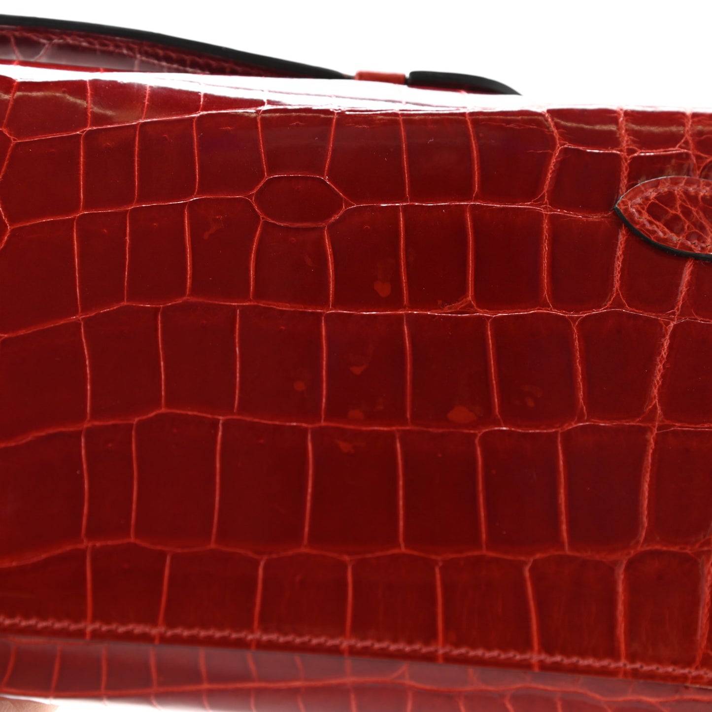 Shiny Niloticus Crocodile Kelly Cut Pochette Rouge H