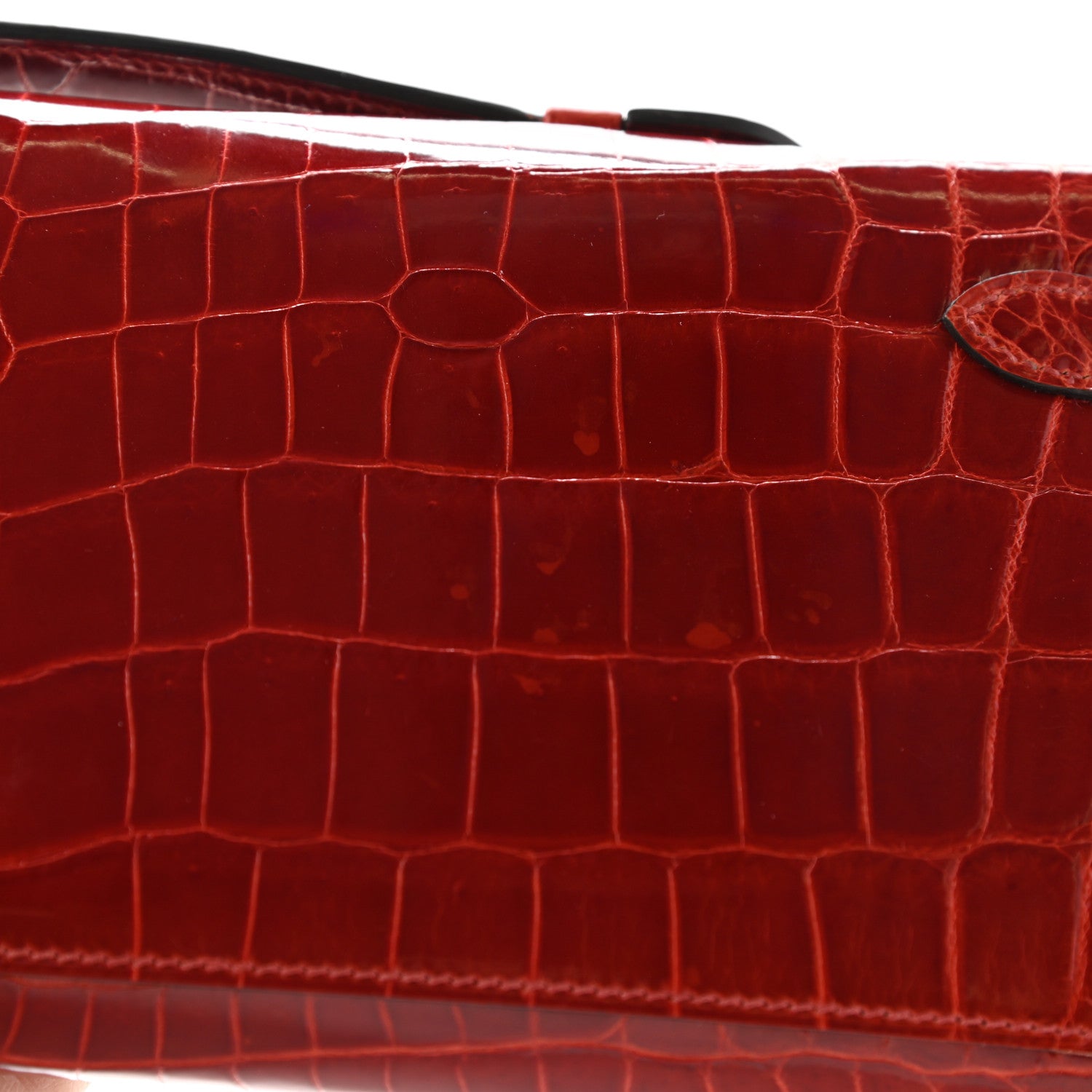 Hermes Shiny Niloticus Crocodile Kelly Cut Pochette Rouge H 11 of 12
