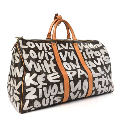 Louis Vuitton Monogram Graffiti Keepall 50 Silver 2 of 12