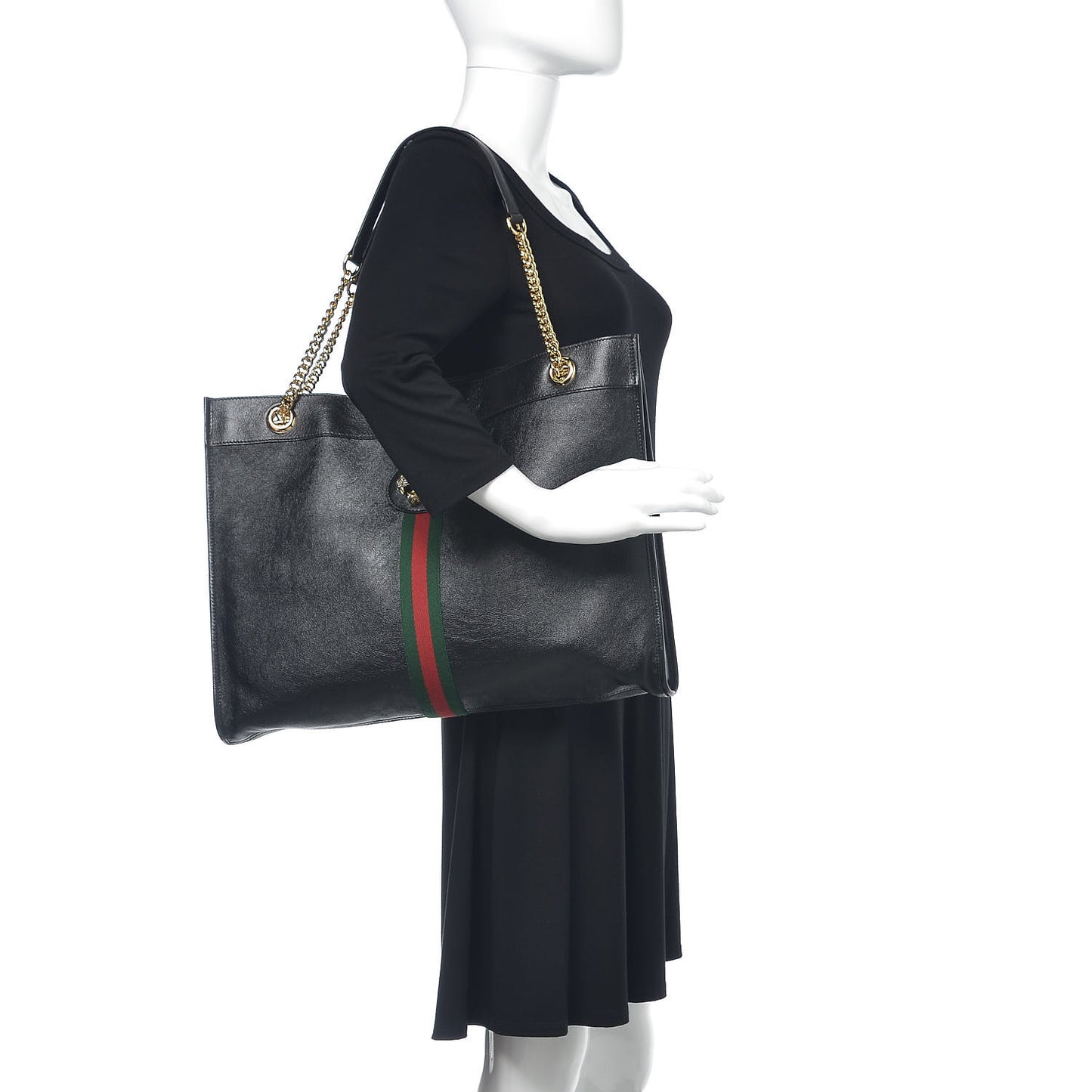 Calfskin Large Rajah Chain Tote Black