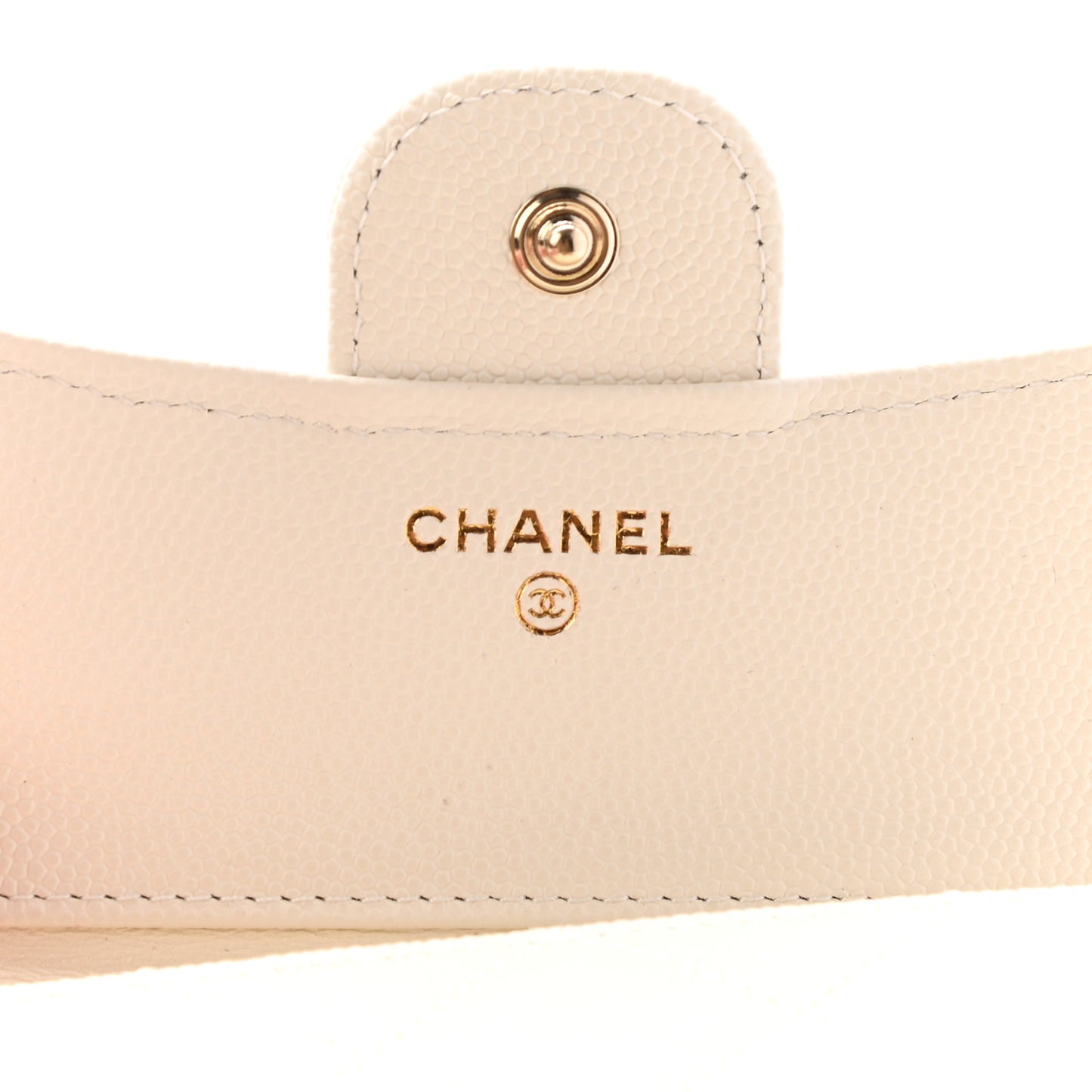 Caviar Quilted Compact Flap Wallet White