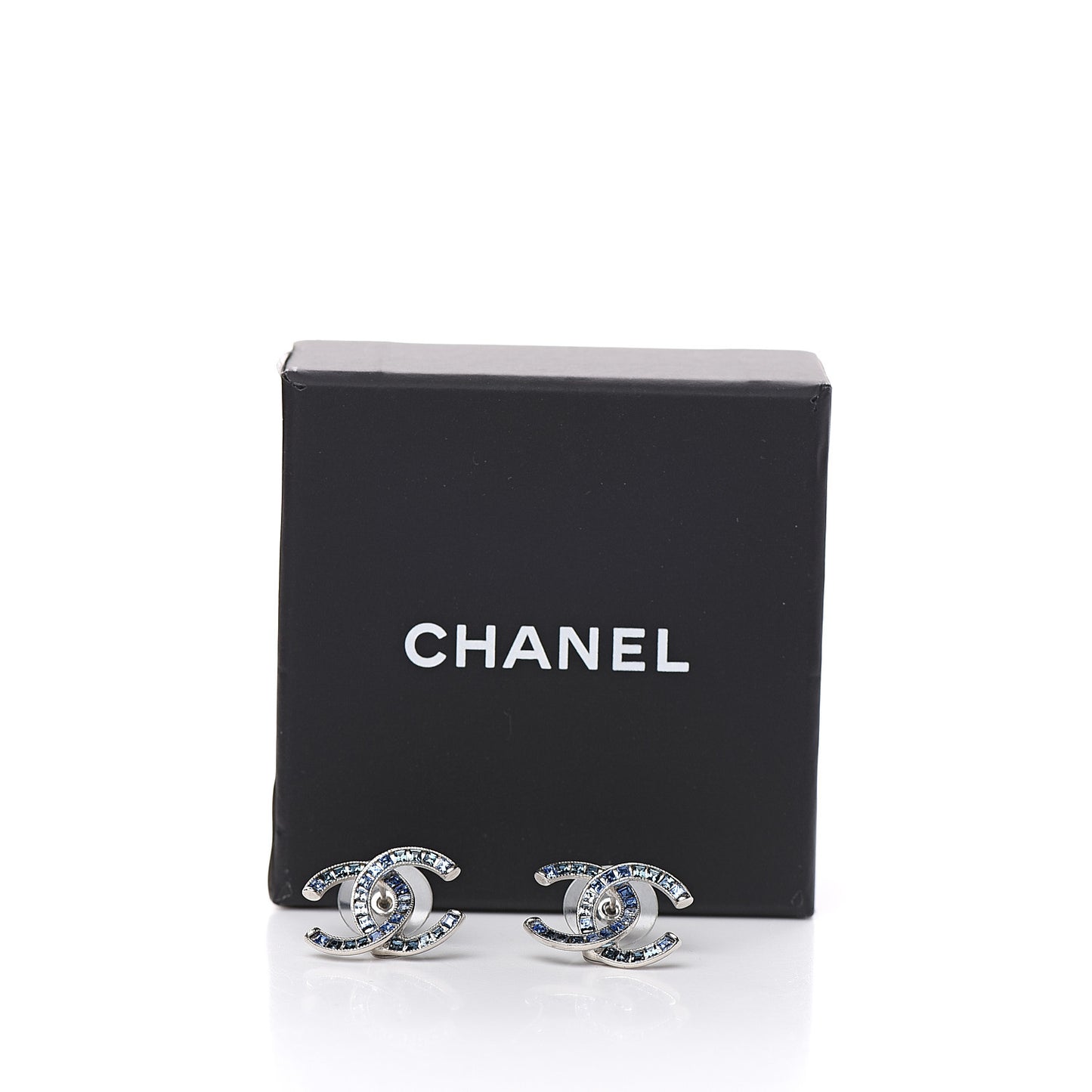 Crystal Baguette CC Earrings Blue