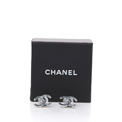 Chanel Crystal Baguette CC Earrings Blue 5 of 5