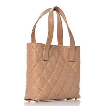 Chanel Calfskin Quilted Surpique Stitch Small Tote Beige 3 of 10
