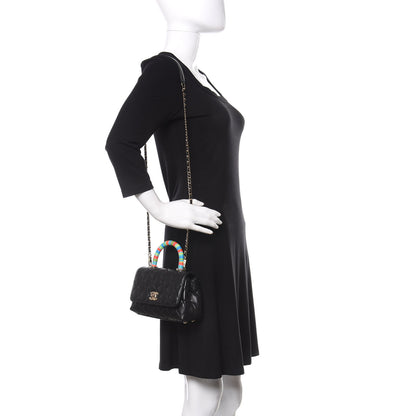 Chanel Goatskin Quilted Rainbow Extra Mini Coco Handle Flap Black 2 of 10