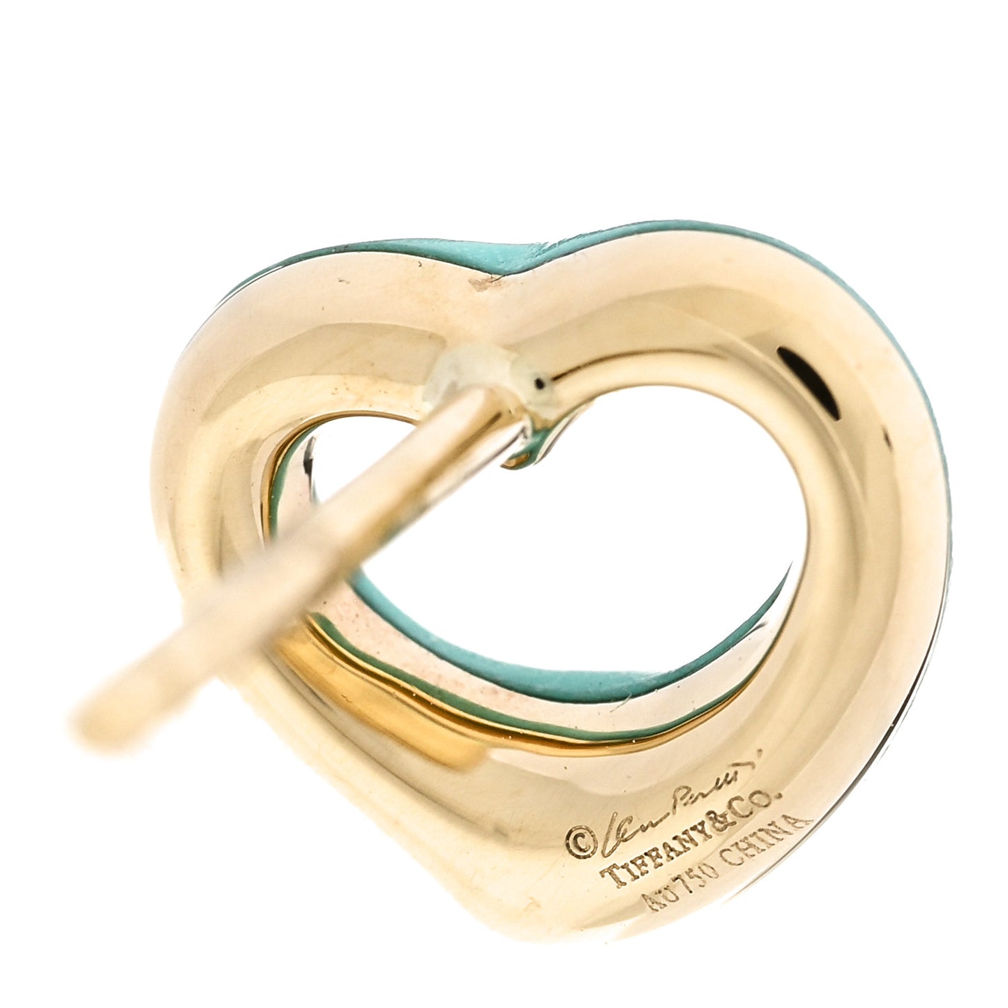 18K Yellow Gold Turquoise Elsa Peretti Open Heart Earrings