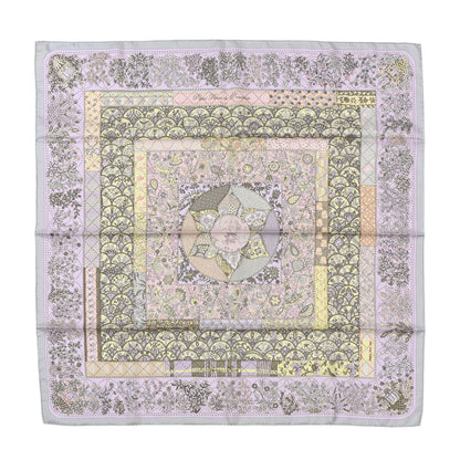 Hermes Silk Pique Fleuri de Provence Scarf 90 Gris Perle Lilas Rose Poudre 1 of 6