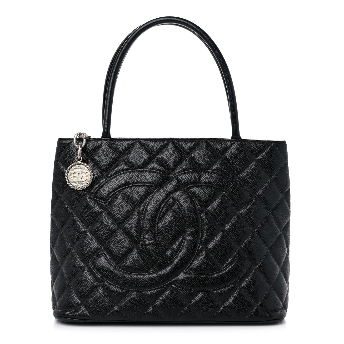 Caviar Quilted Medallion Tote Black
