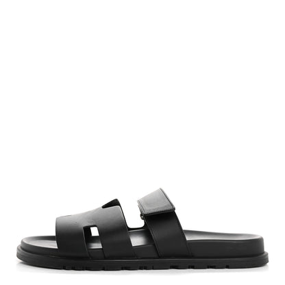 Hermes Calfskin Mens Chypre Sandals 43 Black 1 of 10