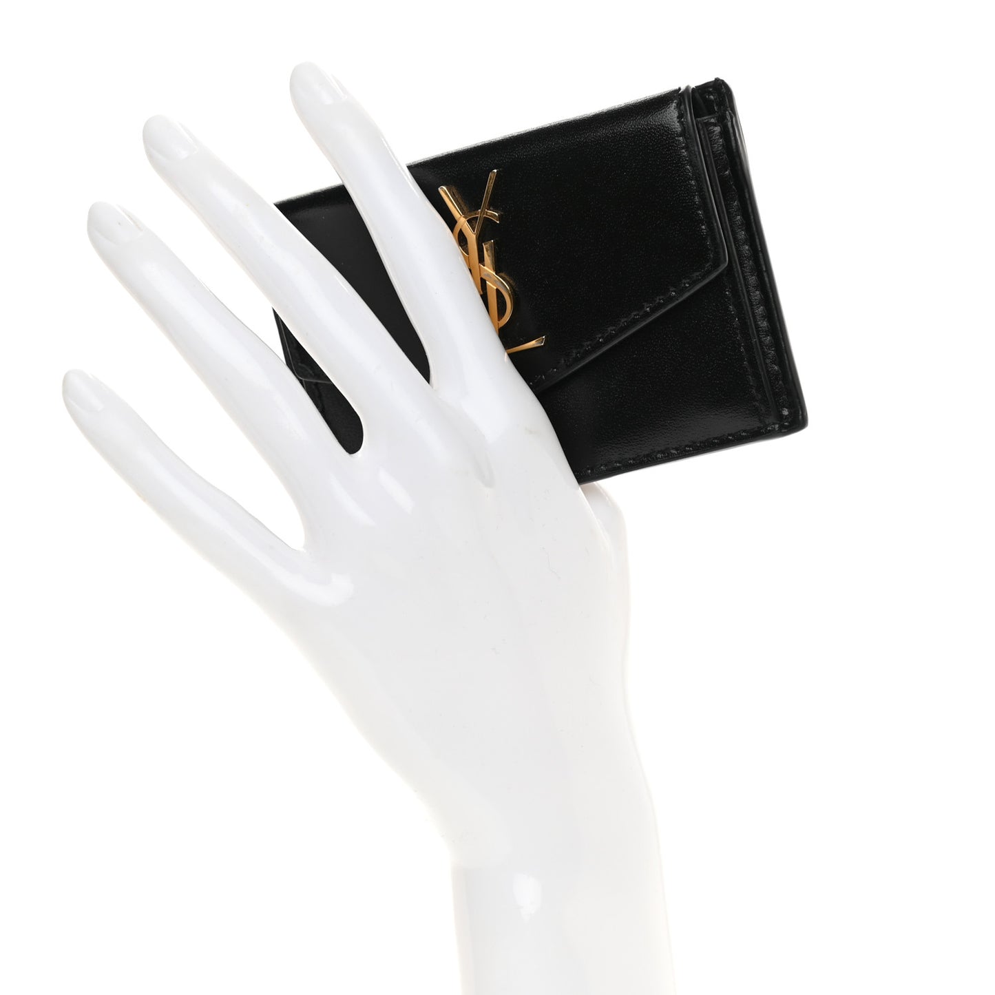 Calfskin Uptown Monogram Card Case Black