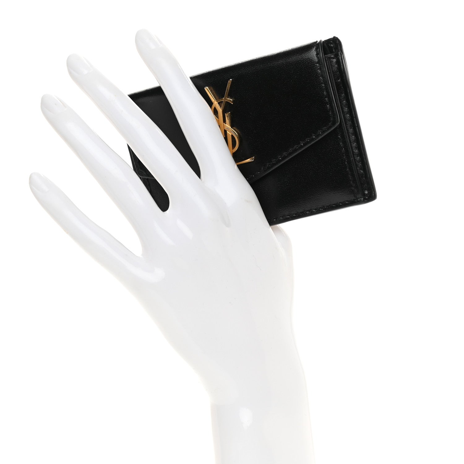 Saint Laurent Calfskin Uptown Monogram Card Case Black 2 of 10