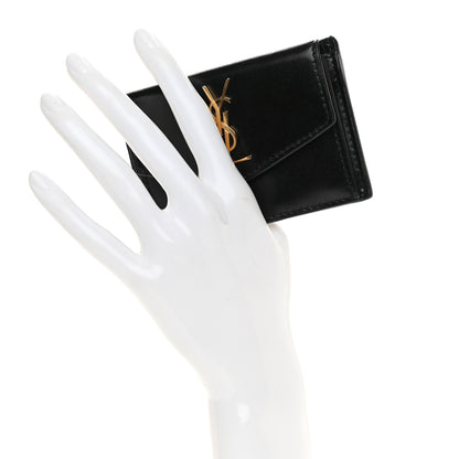 Saint Laurent Calfskin Uptown Monogram Card Case Black 2 of 10