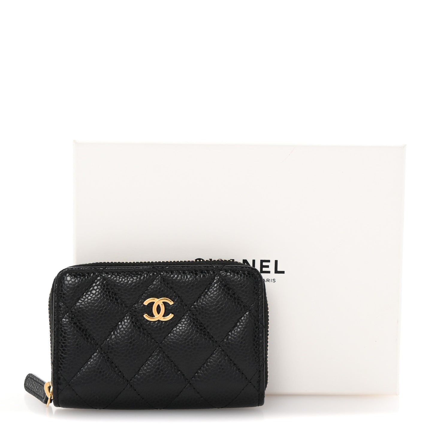 Caviar Quilted Zip Coin Purse Black