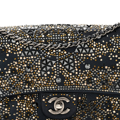 Chanel Oxidized Goatskin Strass Buonasera Medium Flap Dark Blue 8 of 12