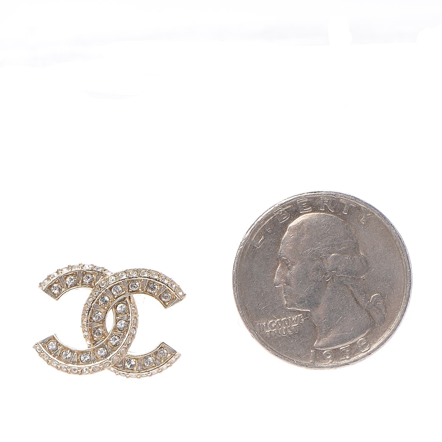 Chanel Crystal CC Earrings Gold 2 of 5
