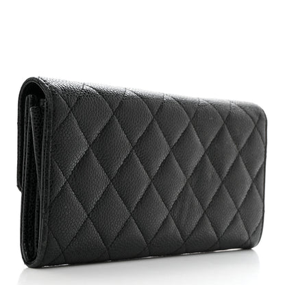 Chanel Caviar Quilted Large Gusset Flap Wallet Black 3 of 10