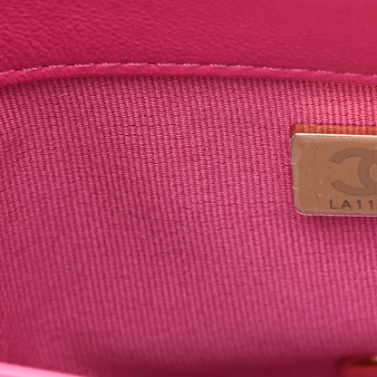 Chanel Lambskin Quilted Small Chain Top Handle Flap Fuchsia 7 of 16