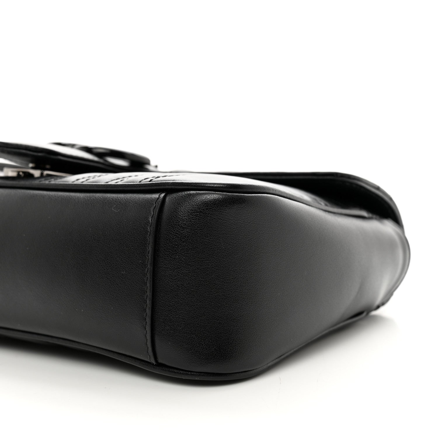 Gucci Calfskin Matelasse Monochrome Small GG Marmont Shoulder Bag Black 9 of 9