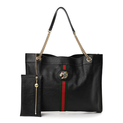 Gucci Calfskin Large Rajah Chain Tote Black 1 of 11