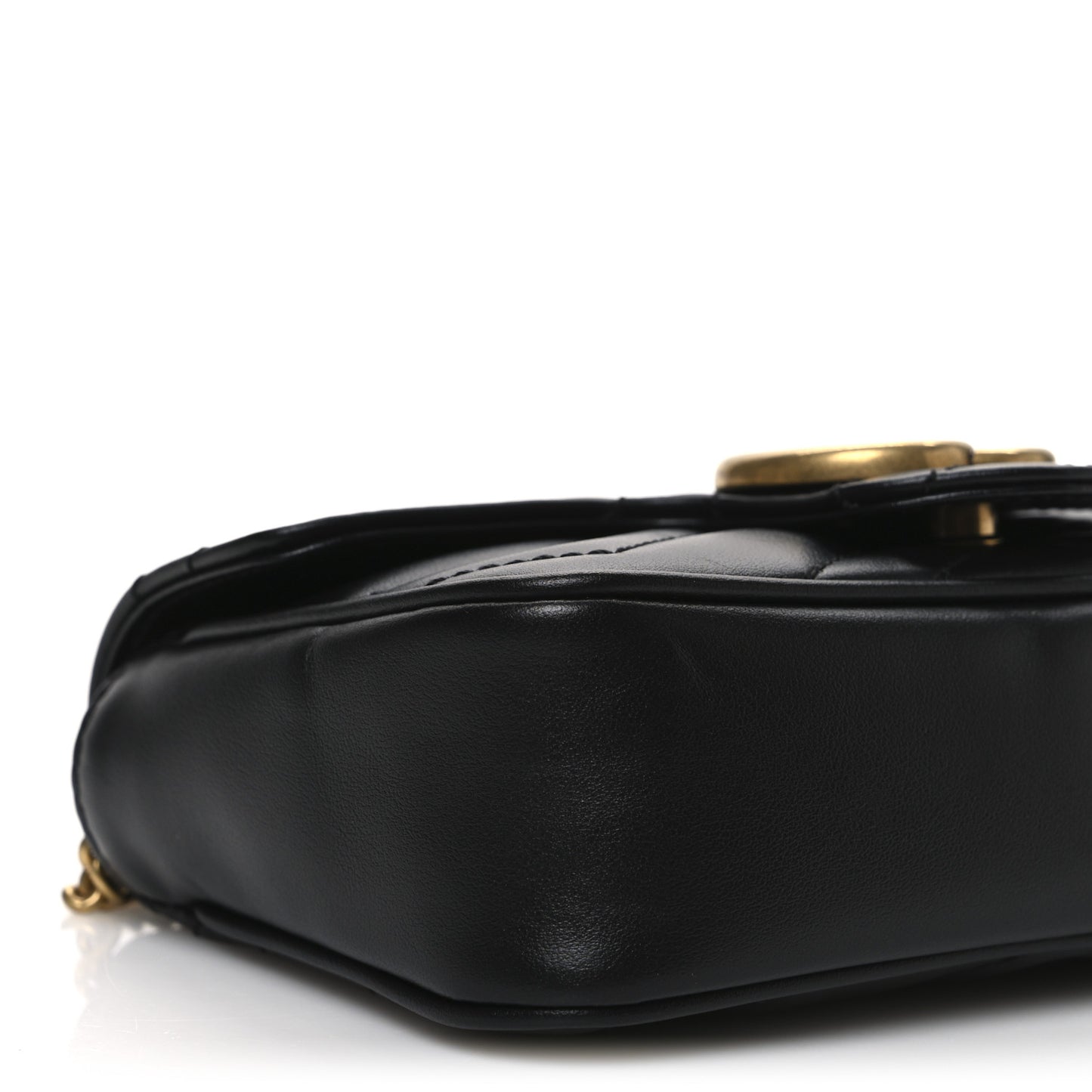 Calfskin Matelasse Super Mini GG Marmont Shoulder Bag Black