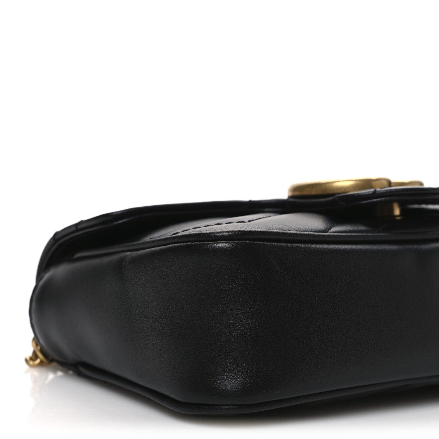 Gucci Calfskin Matelasse Super Mini GG Marmont Shoulder Bag Black 9 of 11