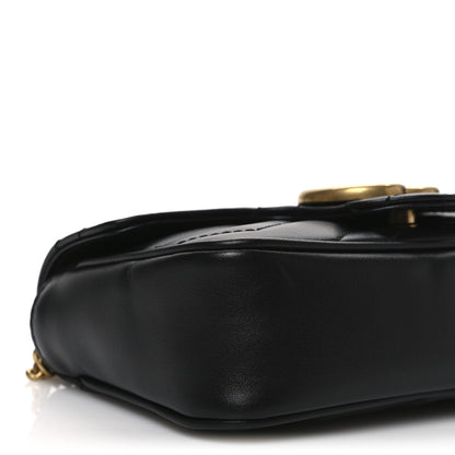 Gucci Calfskin Matelasse Super Mini GG Marmont Shoulder Bag Black 9 of 11