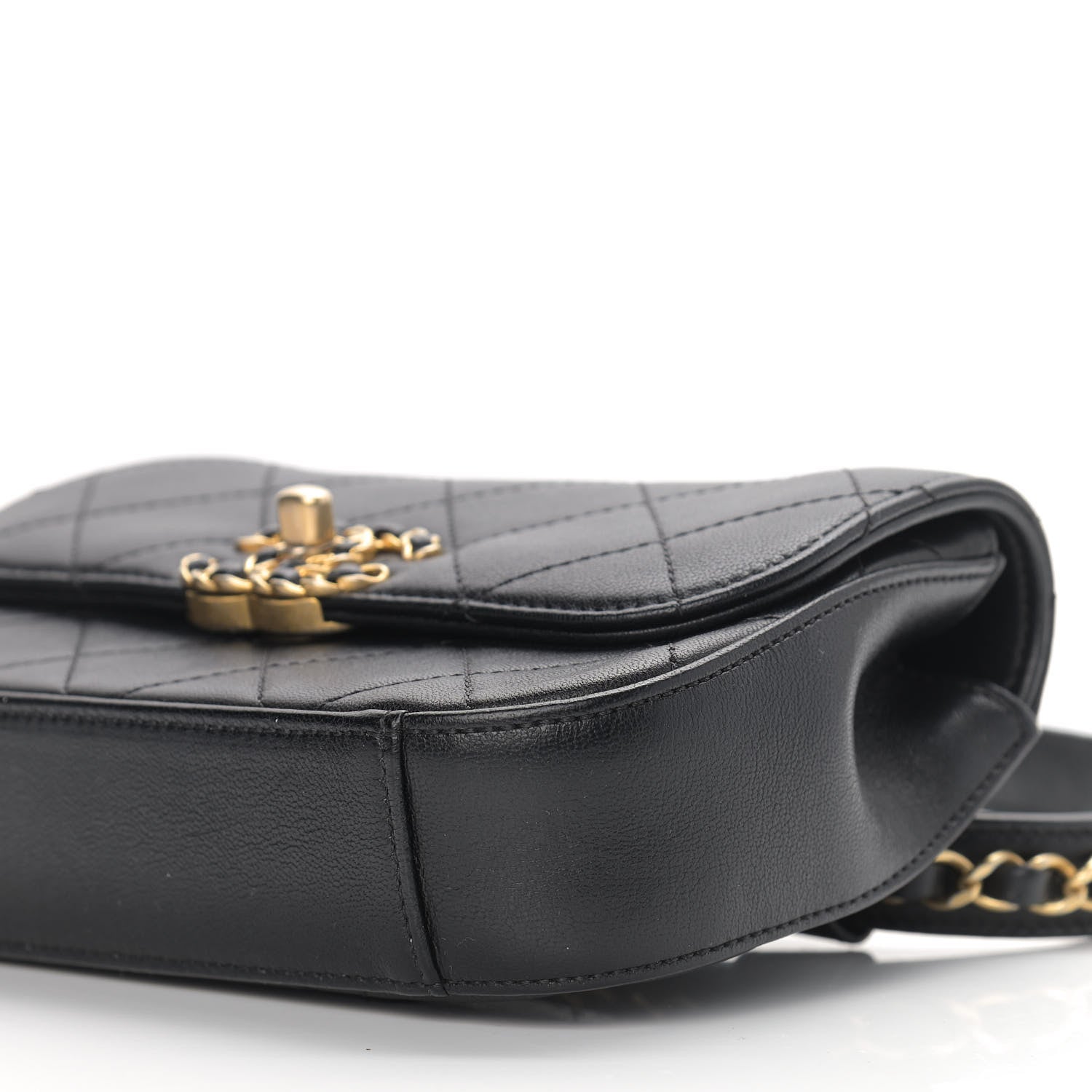 Chanel Lambskin Quilted Chain Infinity Waist Belt Bag Black 9 of 10