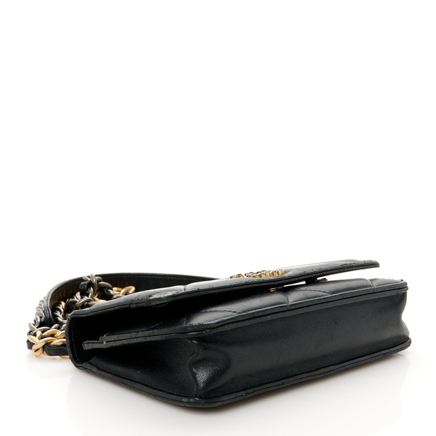 Lambskin Quilted Chanel 19 Wallet On Chain WOC Black