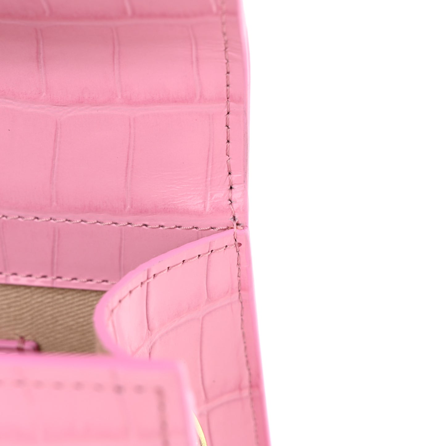 Calfskin Crocodile Embossed Le Grand Bambino Pink