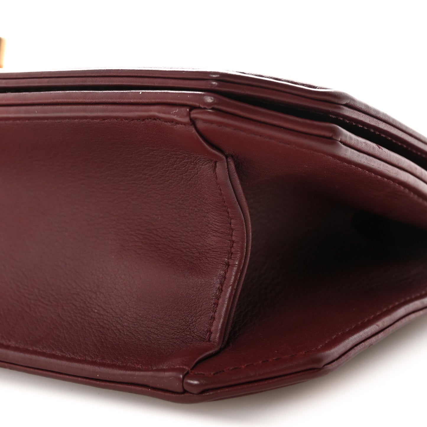 Calfskin Quilted Small Flap Bag Burgundy