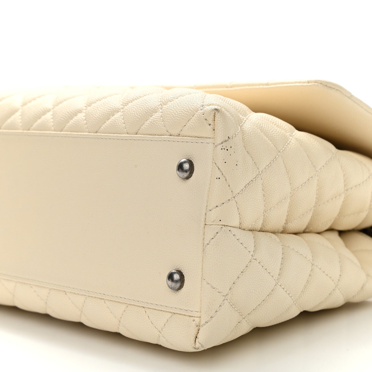 Caviar Lizard Quilted Medium Coco Handle Flap White
